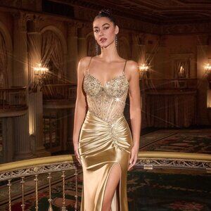 New Sheath Long Rhinestones Embroidery Evening Gown w/ Sweetheart Neck CD718